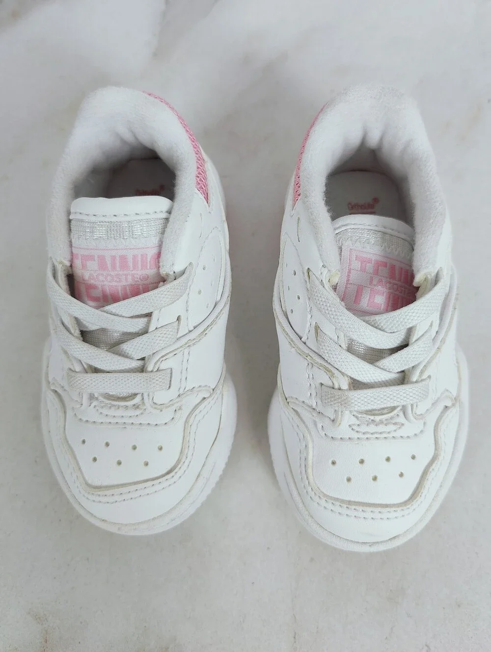 Lacoste Infant Baby Lineshot Sneakers Tennis Shoes Pink White, Sz 5